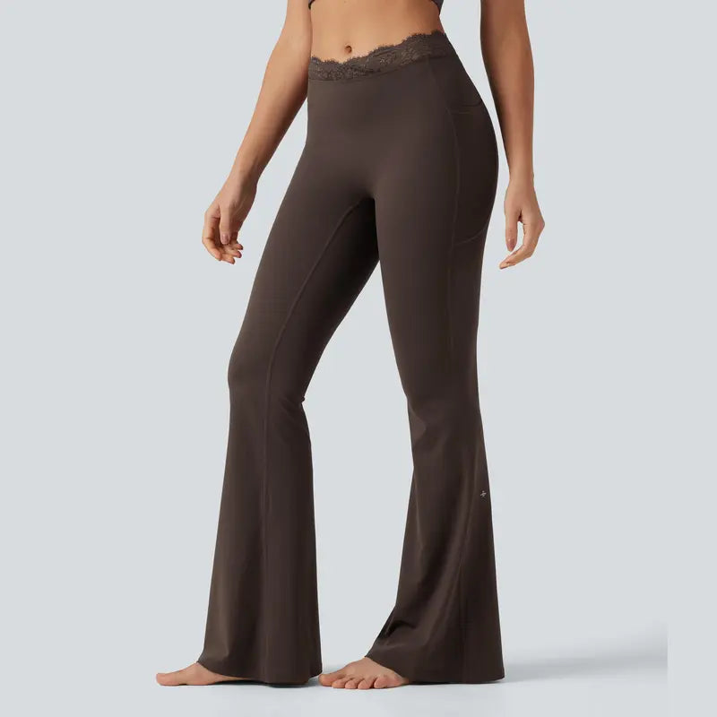 ⏰Limited Time Sale⏰ Women's Lace Waist Flare Pants – Soft Stretch, Flattering Fit & All-Day Comfort