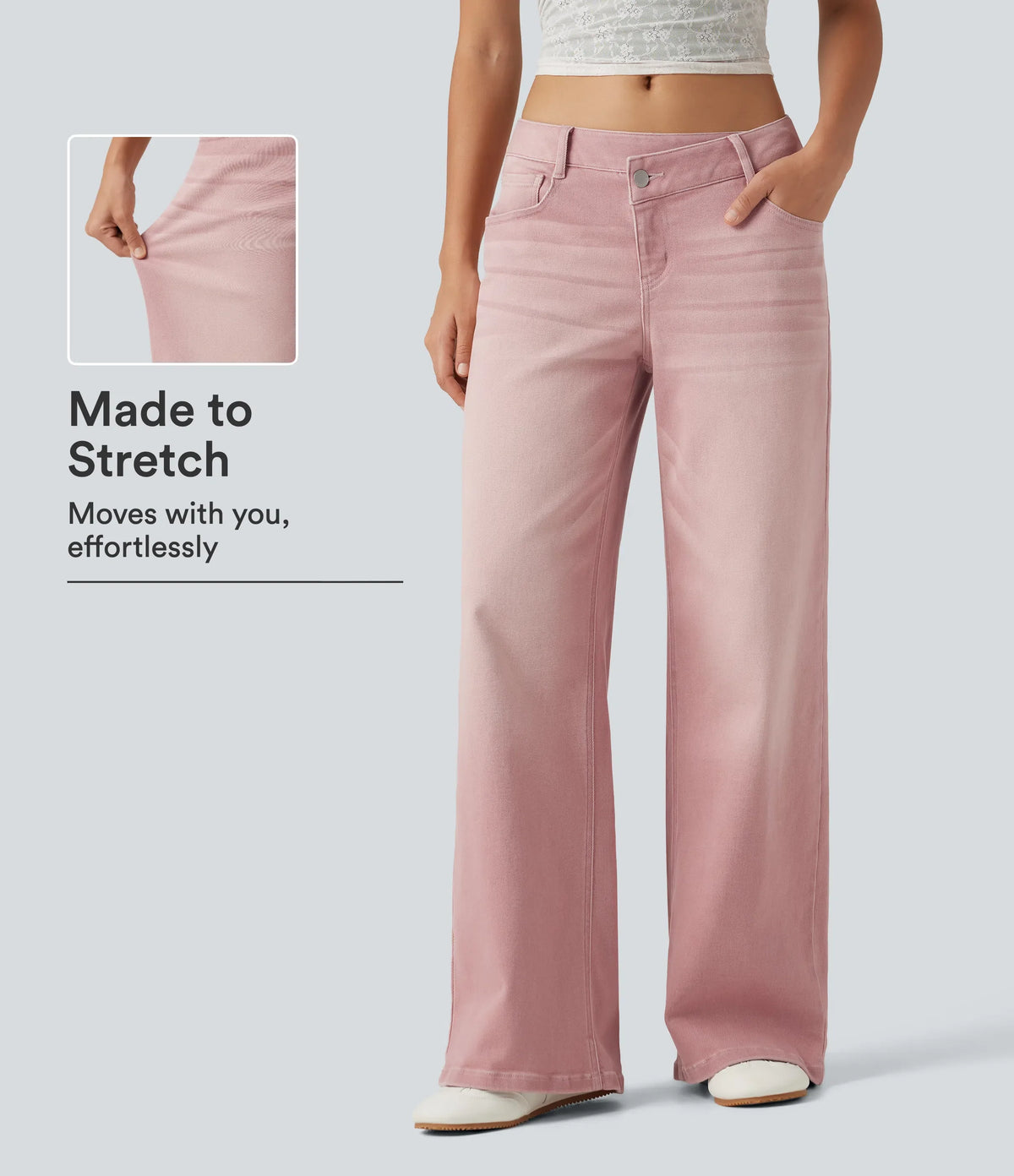 🔥 FALL SALE | 5 FOR ONLY $25.99! Women's Asymmetric Low-Rise Wide-Leg Jeans – Stretch Denim Everyday Pants