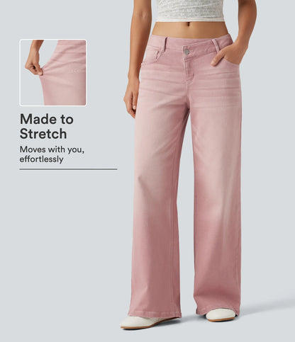 🔥 FALL SALE | 5 FOR ONLY $25.99! Women's Asymmetric Low-Rise Wide-Leg Jeans – Stretch Denim Everyday Pants