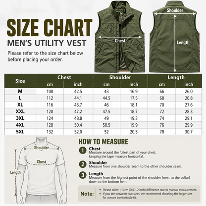 ⏰Limited Time Sale⏰ Men's Multi-Pocket Utility Vest – 8 Pockets for Everyday Convenience