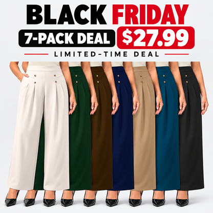 Womens Plus Size Wide Leg Dress Pants High Waisted Pleated Business