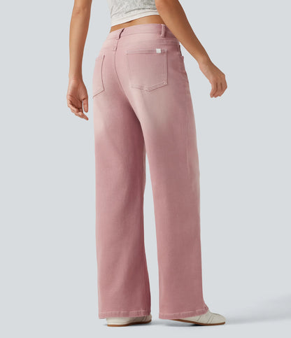 🔥 FALL SALE | 5 FOR ONLY $25.99! Women's Asymmetric Low-Rise Wide-Leg Jeans – Stretch Denim Everyday Pants