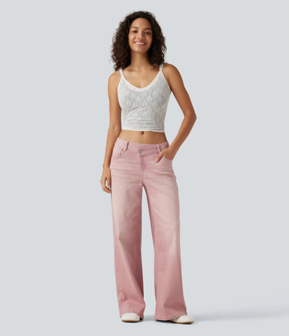 🔥 FALL SALE | 5 FOR ONLY $25.99! Women's Asymmetric Low-Rise Wide-Leg Jeans – Stretch Denim Everyday Pants