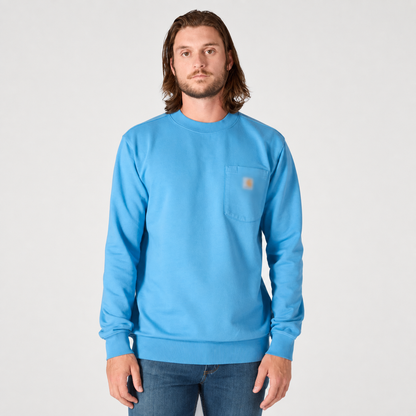 Vintage Washed Unisex Pocket Crewneck Sweatshirt