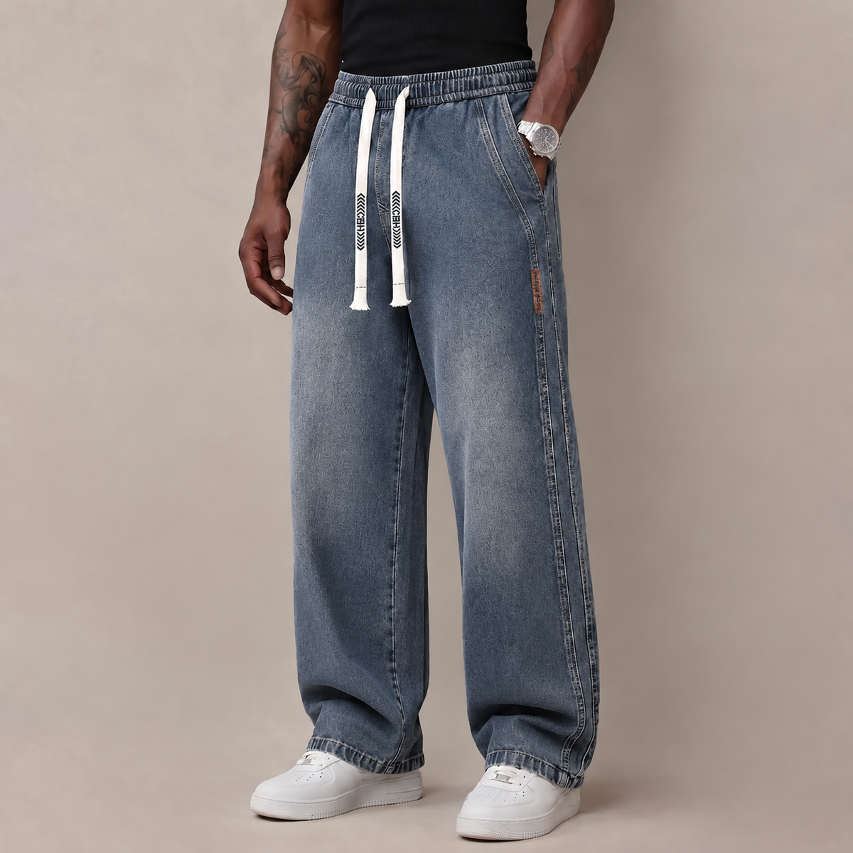 🔥 Limited-Time Deal🔥 | 6PCS $24.63 | Men's Stretch Cotton Loose-Fit Drawstring Jeans