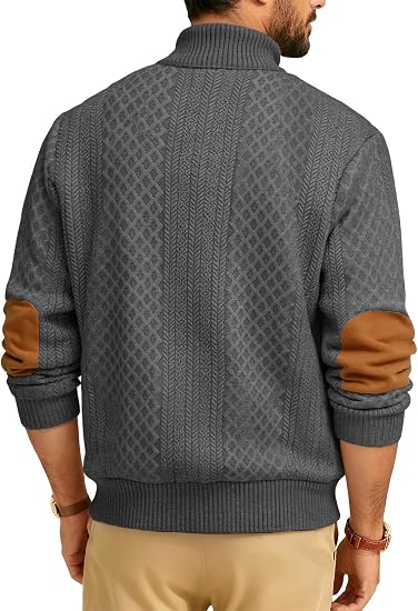 Men's Jacquard Stand Collar Henley Shirt