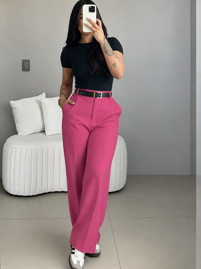 Women's High Waisted Straight Leg Suit Pants Flowy Drape Casual Office Long Trousers with Slimming Effect for Daily Versatile Wear