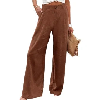 ⚡LAST 2 DAYS⚡- Women's Casual High Waist Linen Wide Leg Trousers