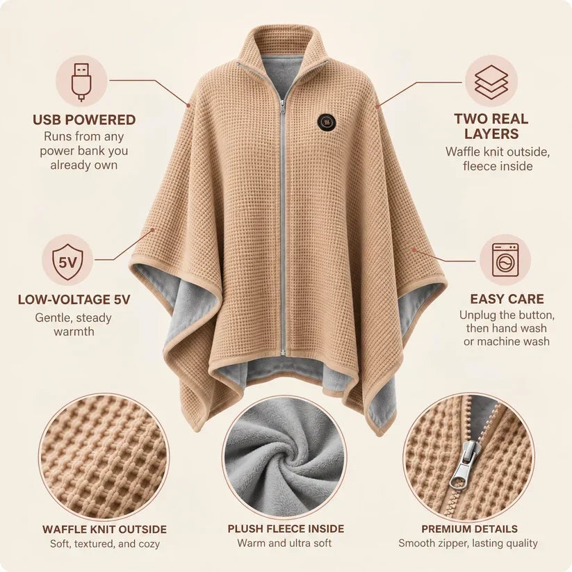 🔥BLACK FRIDAY SALE🔥Wearable Heated Shawl 3 Heat Levels Portable Thermal Wrap