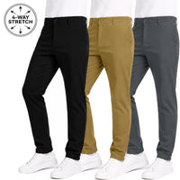 (Tech Stretch) Black - Grey -  Dark Khaki