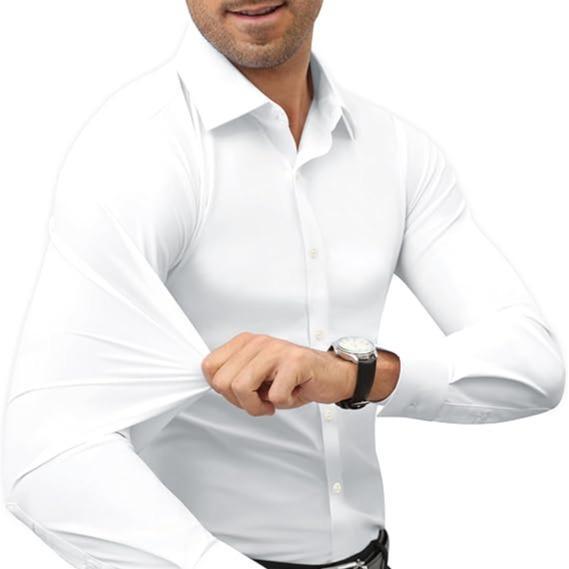 Men's 4-Way Stretch Travel Dress Shirt: Wrinkle-Free Slim Fit