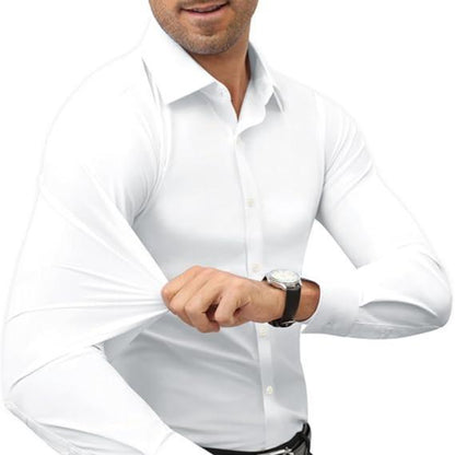 Men's 4-Way Stretch Travel Dress Shirt: Wrinkle-Free Slim Fit