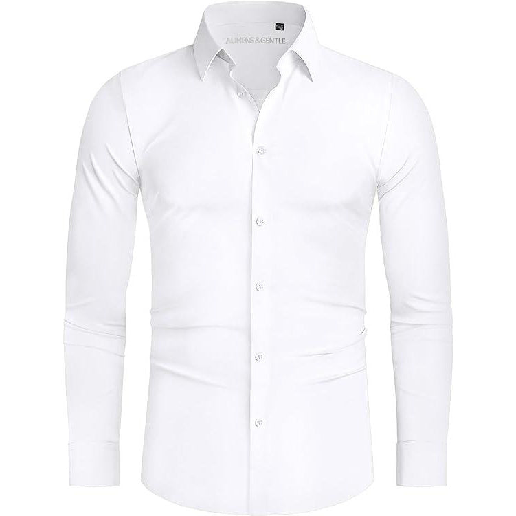 Men's 4-Way Stretch Travel Dress Shirt: Wrinkle-Free Slim Fit