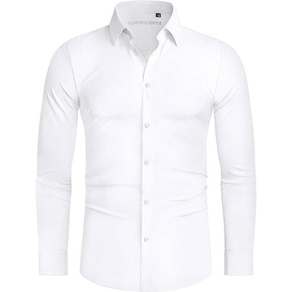 Men's 4-Way Stretch Travel Dress Shirt: Wrinkle-Free Slim Fit
