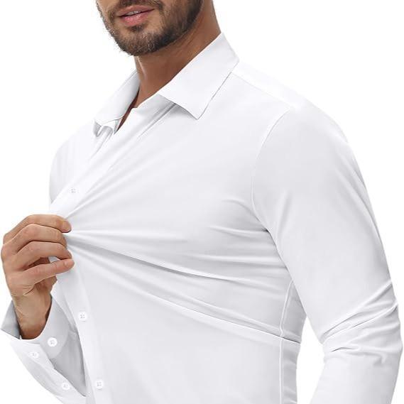 Men's 4-Way Stretch Travel Dress Shirt: Wrinkle-Free Slim Fit