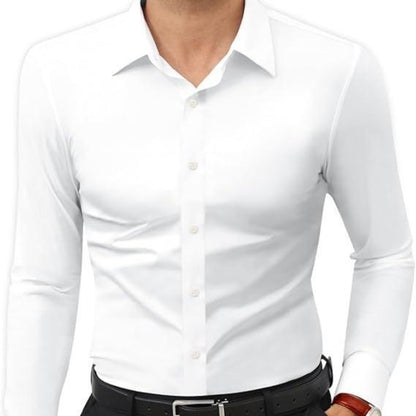 Men's 4-Way Stretch Travel Dress Shirt: Wrinkle-Free Slim Fit