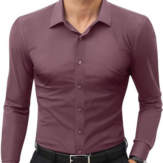 Men's 4-Way Stretch Travel Dress Shirt: Wrinkle-Free Slim Fit