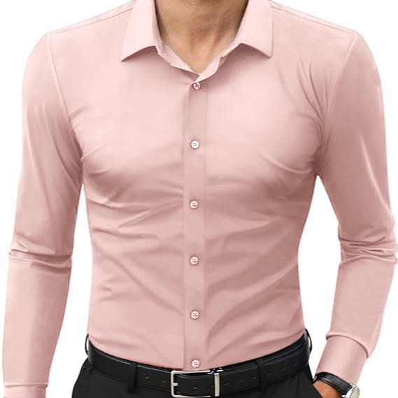 Men's 4-Way Stretch Travel Dress Shirt: Wrinkle-Free Slim Fit