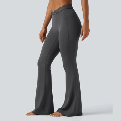 ⏰Limited Time Sale⏰ Women's Lace Waist Flare Pants – Soft Stretch, Flattering Fit & All-Day Comfort