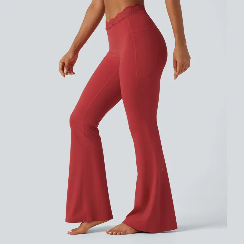 ⏰Limited Time Sale⏰ Women's Lace Waist Flare Pants – Soft Stretch, Flattering Fit & All-Day Comfort
