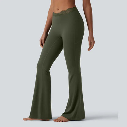 ⏰Limited Time Sale⏰ Women's Lace Waist Flare Pants – Soft Stretch, Flattering Fit & All-Day Comfort