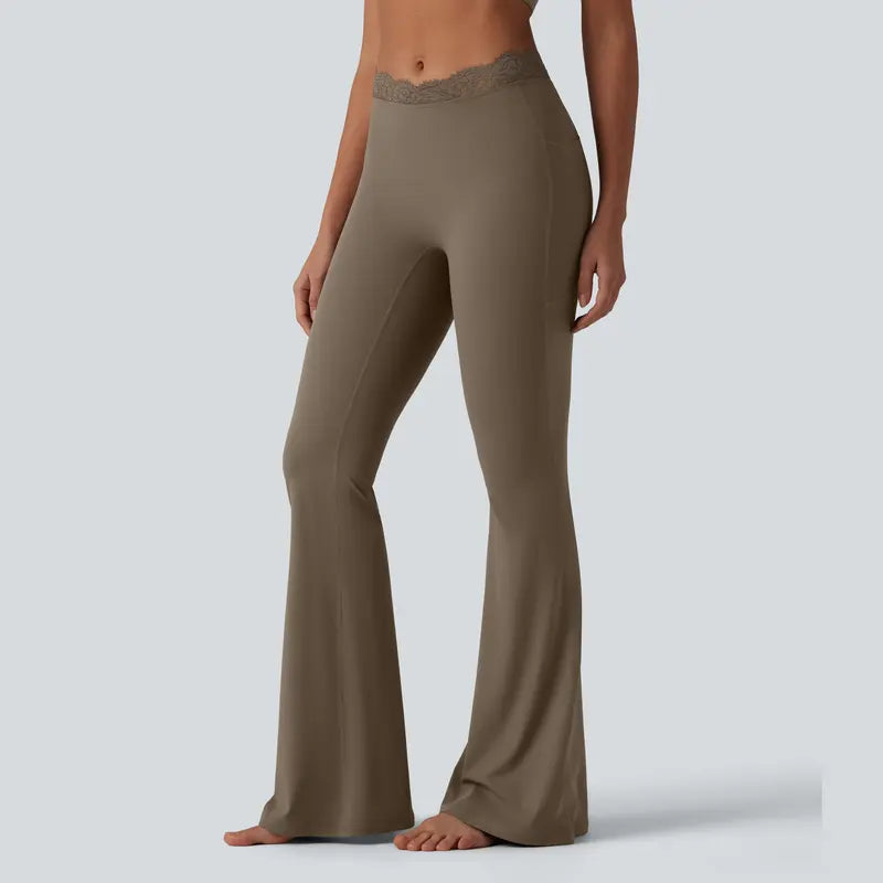 ⏰Limited Time Sale⏰ Women's Lace Waist Flare Pants – Soft Stretch, Flattering Fit & All-Day Comfort
