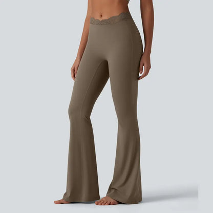⏰Limited Time Sale⏰ Women's Lace Waist Flare Pants – Soft Stretch, Flattering Fit & All-Day Comfort