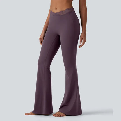 ⏰Limited Time Sale⏰ Women's Lace Waist Flare Pants – Soft Stretch, Flattering Fit & All-Day Comfort