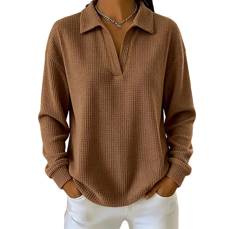 Bestseller 🏆 Women's knitted top with V-neck and long sleeves