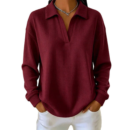 Bestseller 🏆 Women's knitted top with V-neck and long sleeves