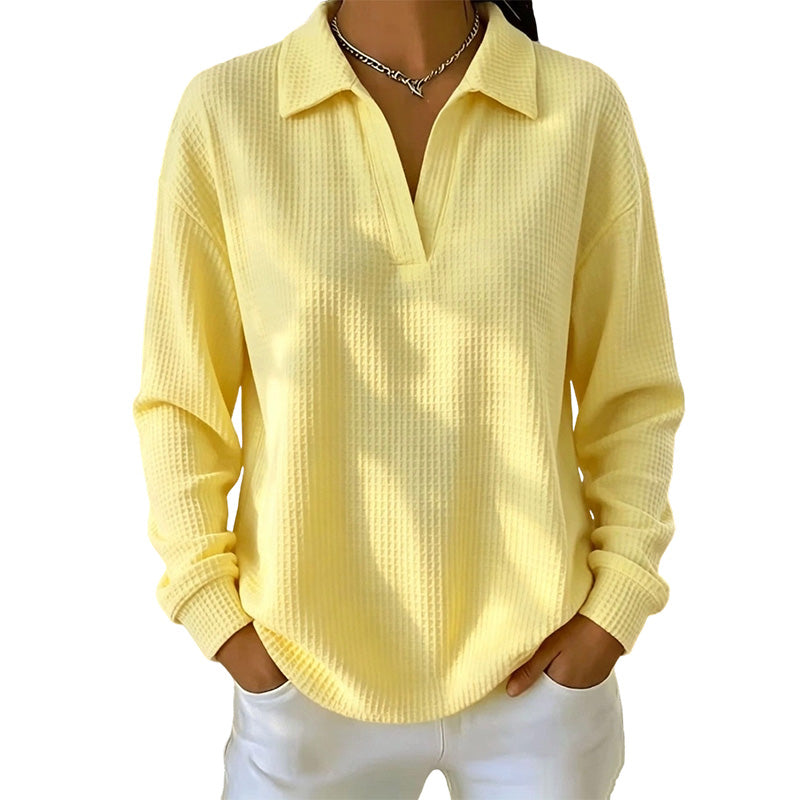 Bestseller 🏆 Women's knitted top with V-neck and long sleeves