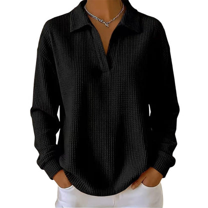 Bestseller 🏆 Women's knitted top with V-neck and long sleeves