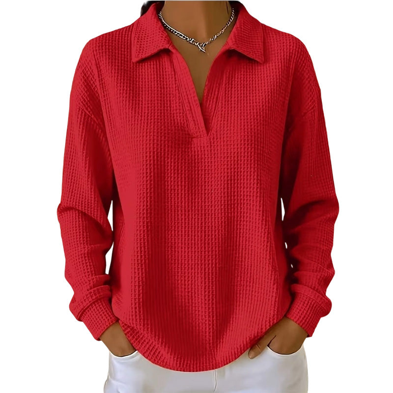 Bestseller 🏆 Women's knitted top with V-neck and long sleeves