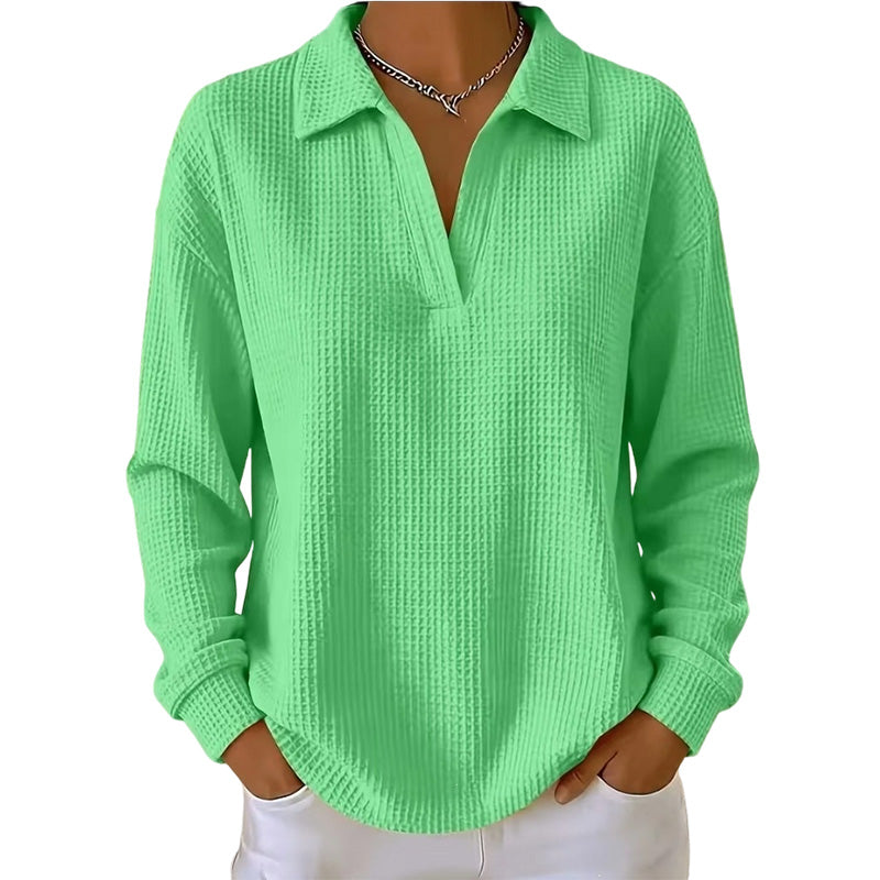 Bestseller 🏆 Women's knitted top with V-neck and long sleeves