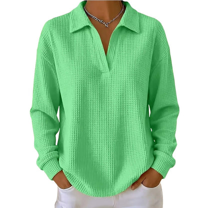Bestseller 🏆 Women's knitted top with V-neck and long sleeves