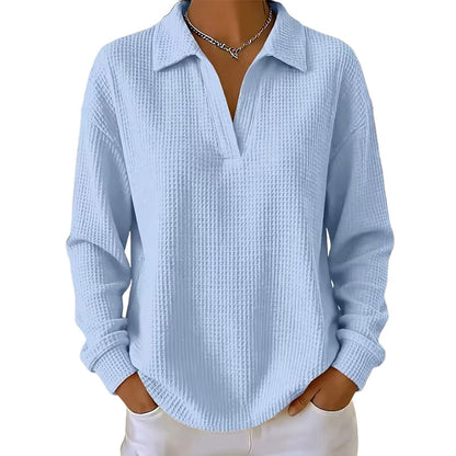 Bestseller 🏆 Women's knitted top with V-neck and long sleeves