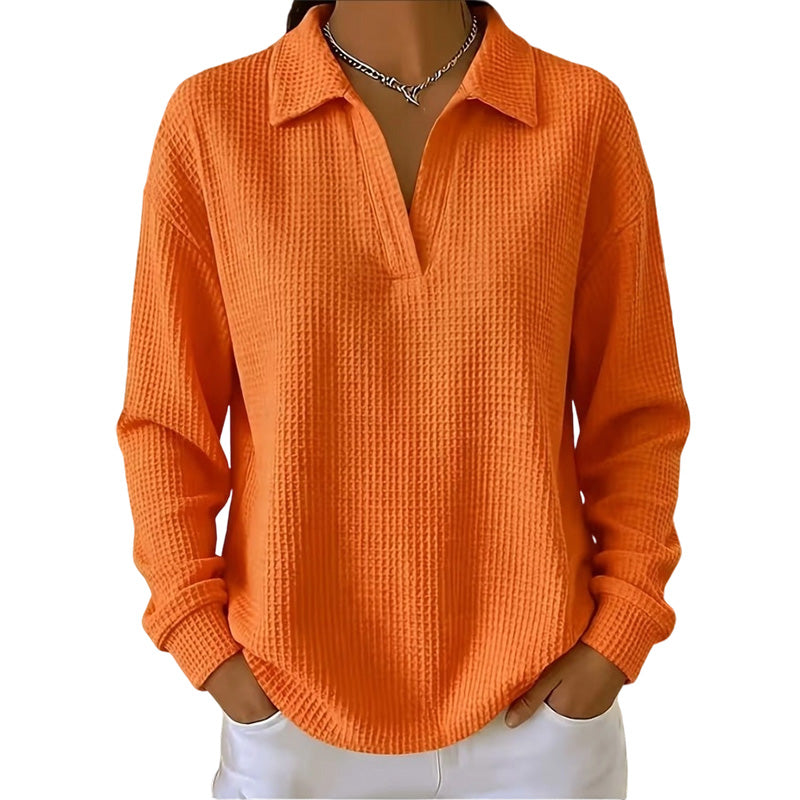 Bestseller 🏆 Women's knitted top with V-neck and long sleeves