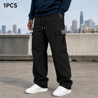 🔥 BLACK FRIDAY SALE 🔥Men's cargo pants, solid-color casual loose-fit cargo trousers.