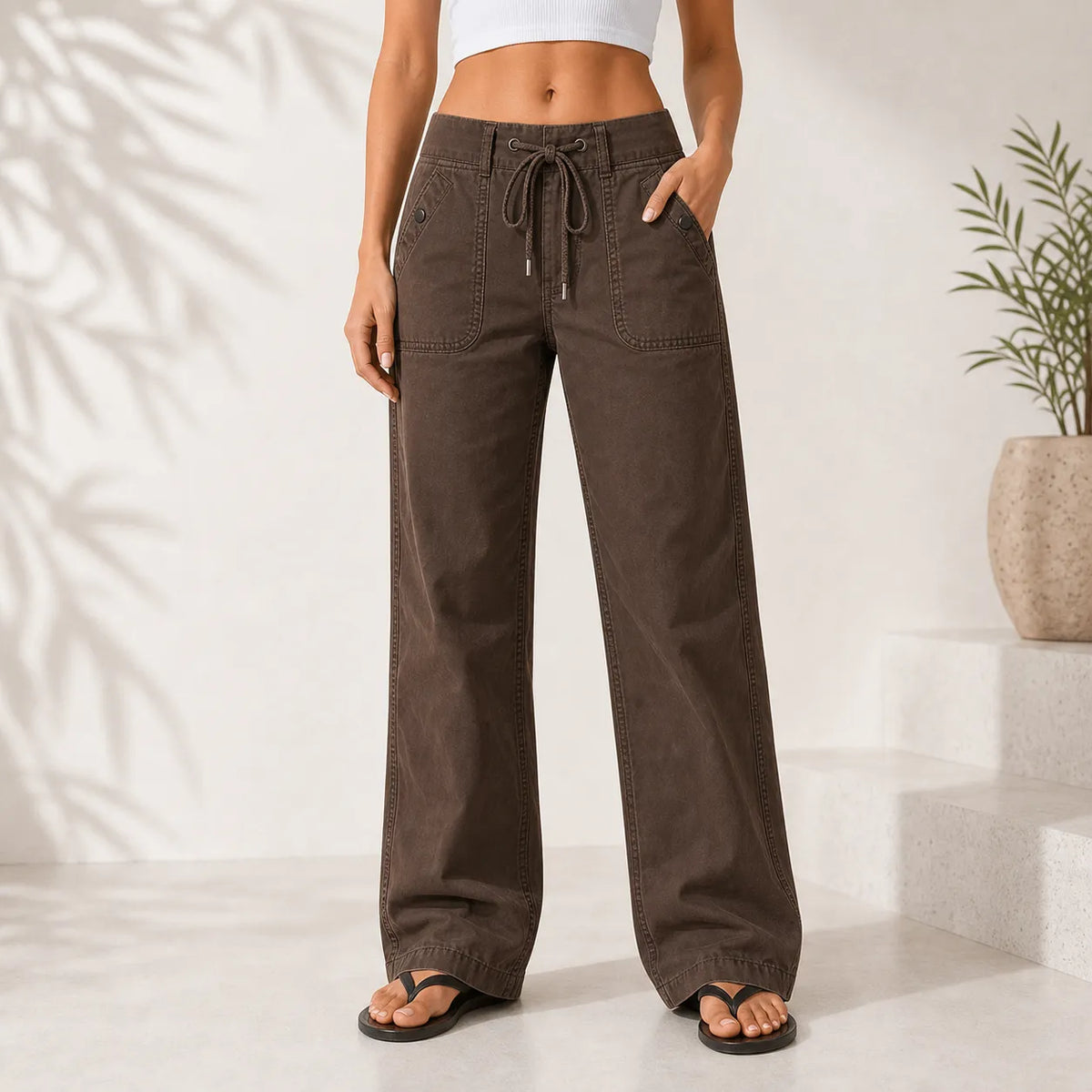 Women's High Stretch Mid Rise Straight Pants