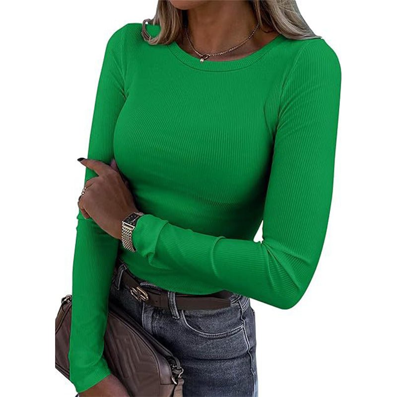 🔥 FALL SALE | 6 FOR $18.99 | 9 FOR ONLY $25.99! Women's Classic Crew Neck Ribbed Knit Tops – Soft Stretch Everyday Basics