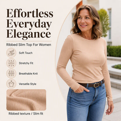 🔥 FALL SALE | 6 FOR $18.99 | 9 FOR ONLY $25.99! Women's Classic Crew Neck Ribbed Knit Tops – Soft Stretch Everyday Basics